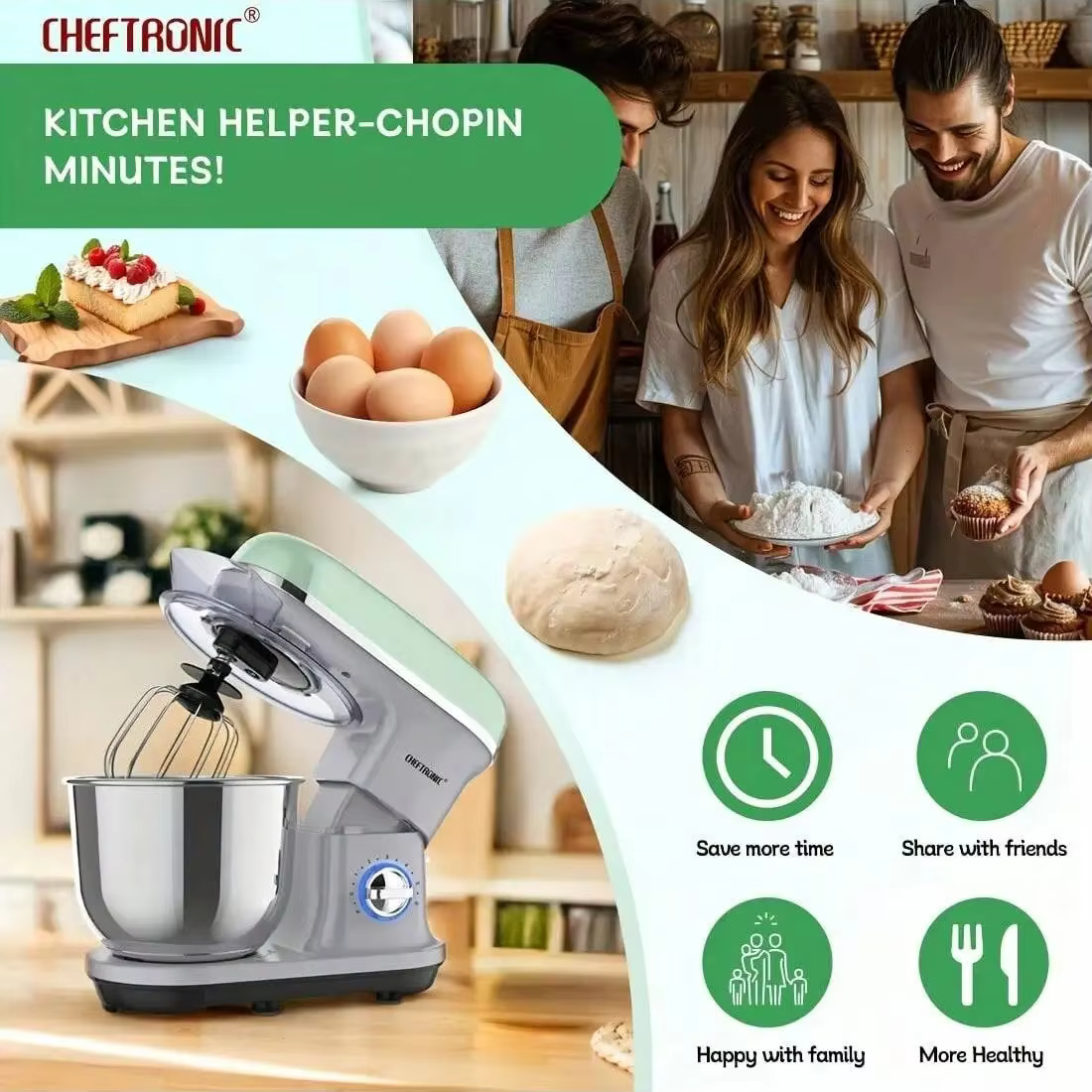 1pc CHEFTRONIC Stand Mixer 5.2L - Image 2